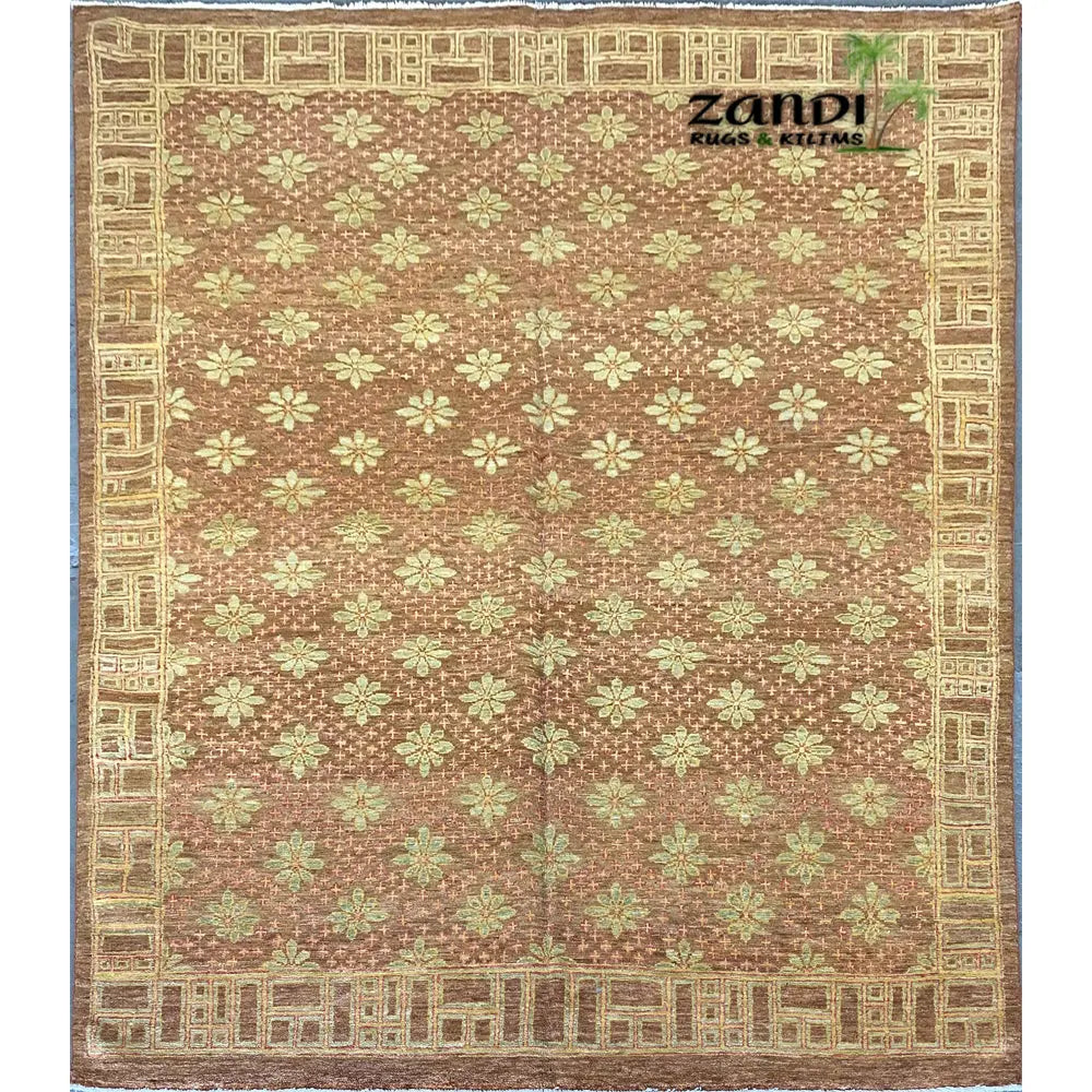 Hand knotted Afghani Khotan design rug size 9'0''x6'10'' RR10398